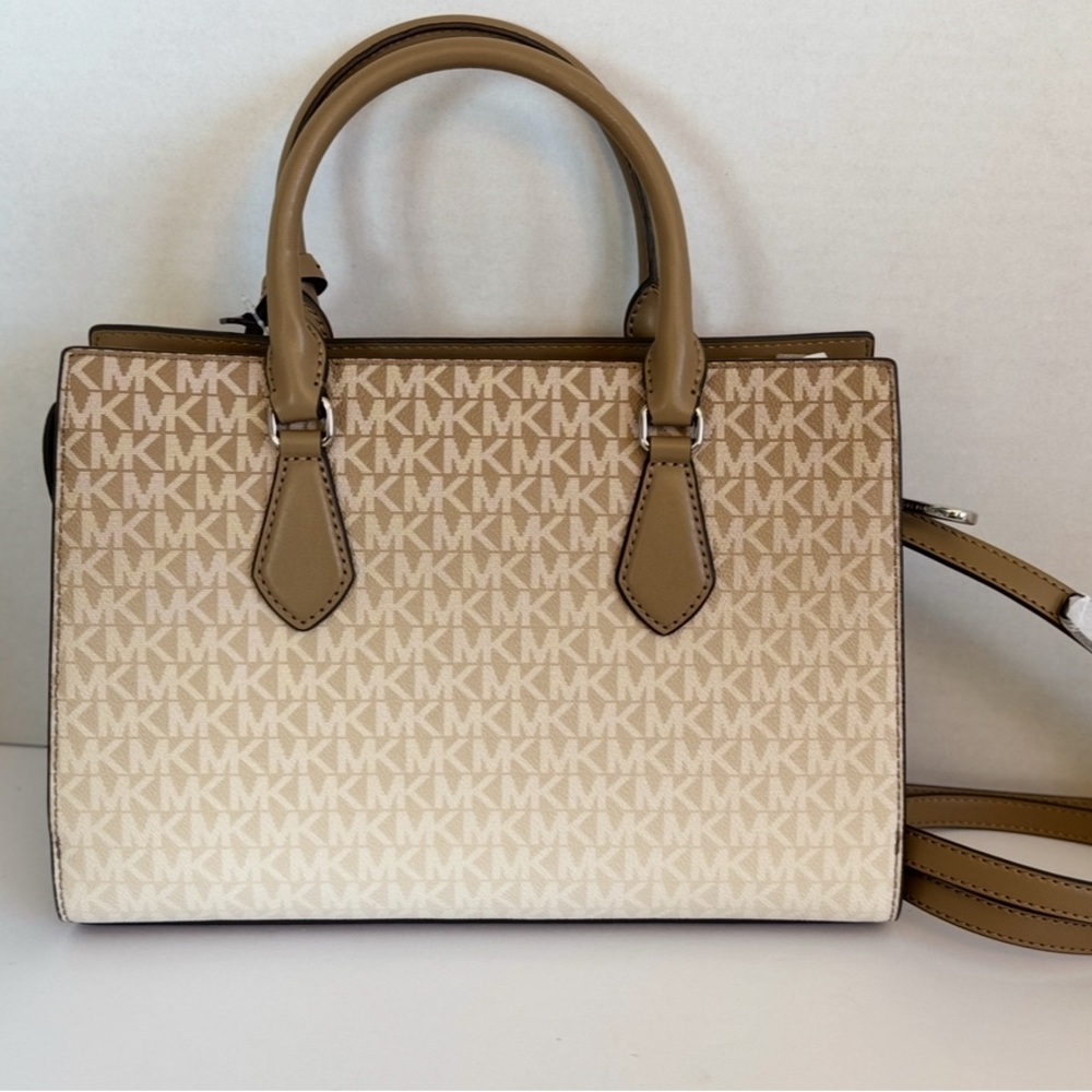 Michael Kors Sheila Medium Ombré Signature Logo Satchel -Husk - Picture 2 of 8